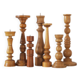 Bougeoirs scandinaves en bois, lot de 7