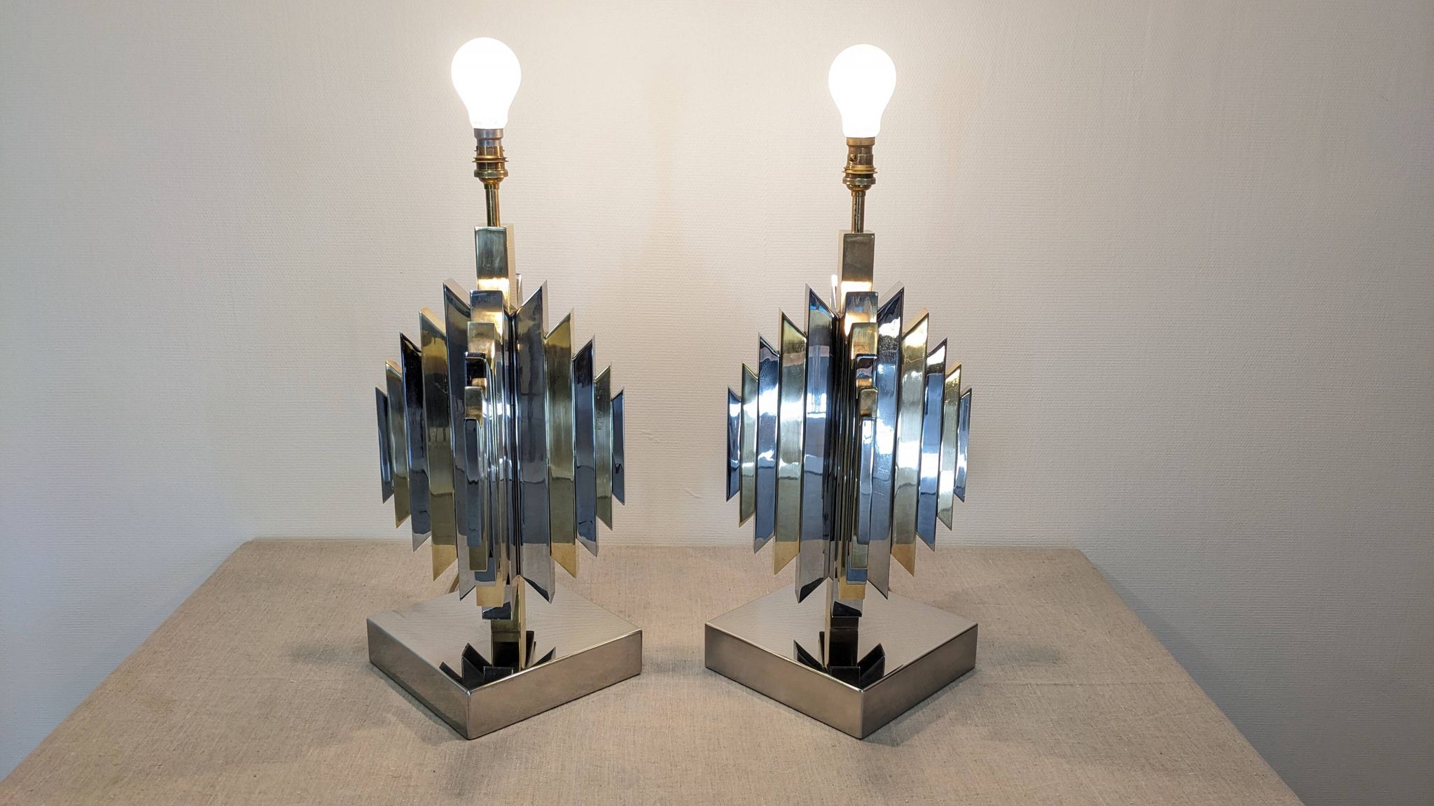 Pair of Cactus lamp bases by Les Ateliers La Boétie, France 1974