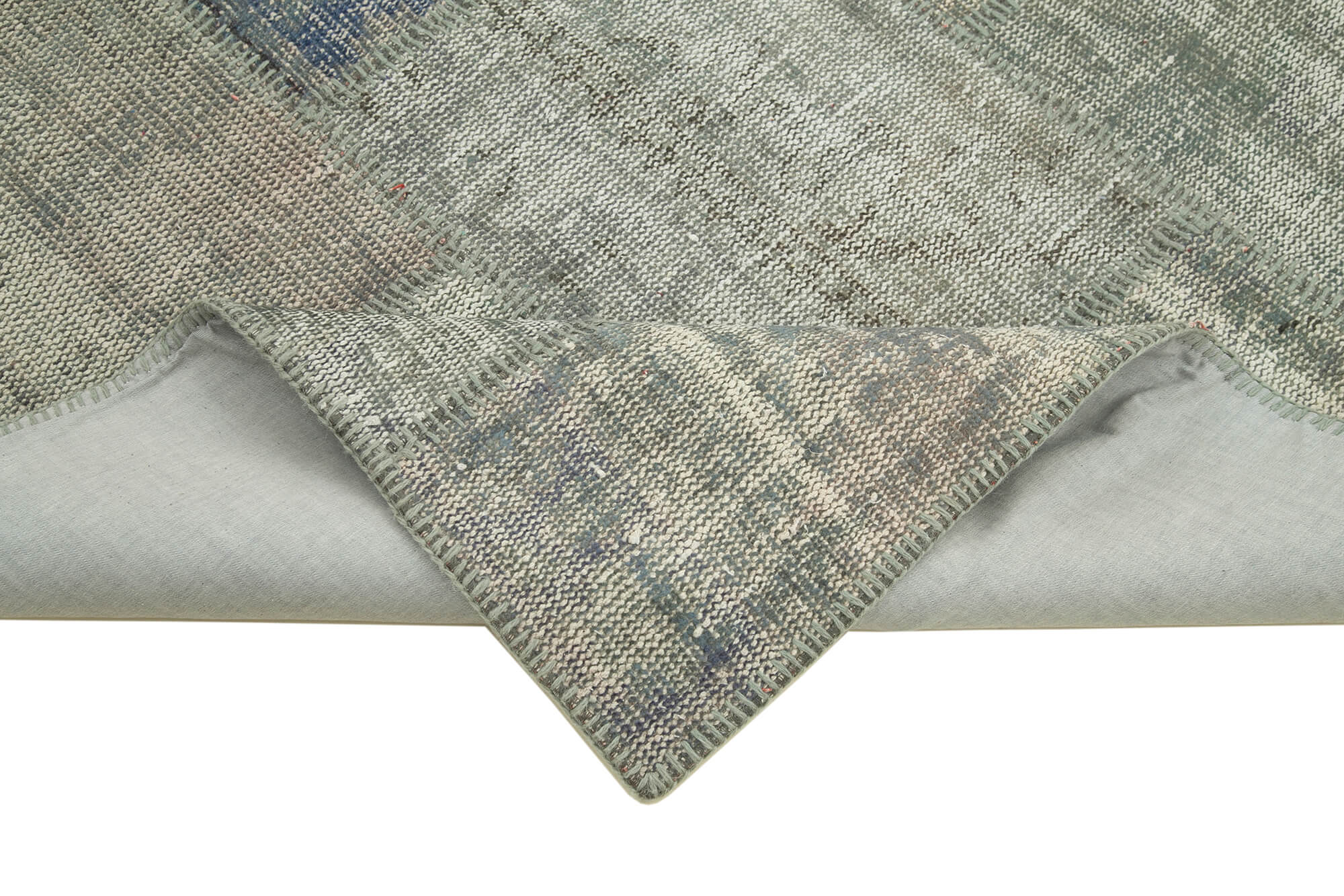 Handmade Anatolian Vintage 173 cm x 242 cm Grey Patchwork Carpet