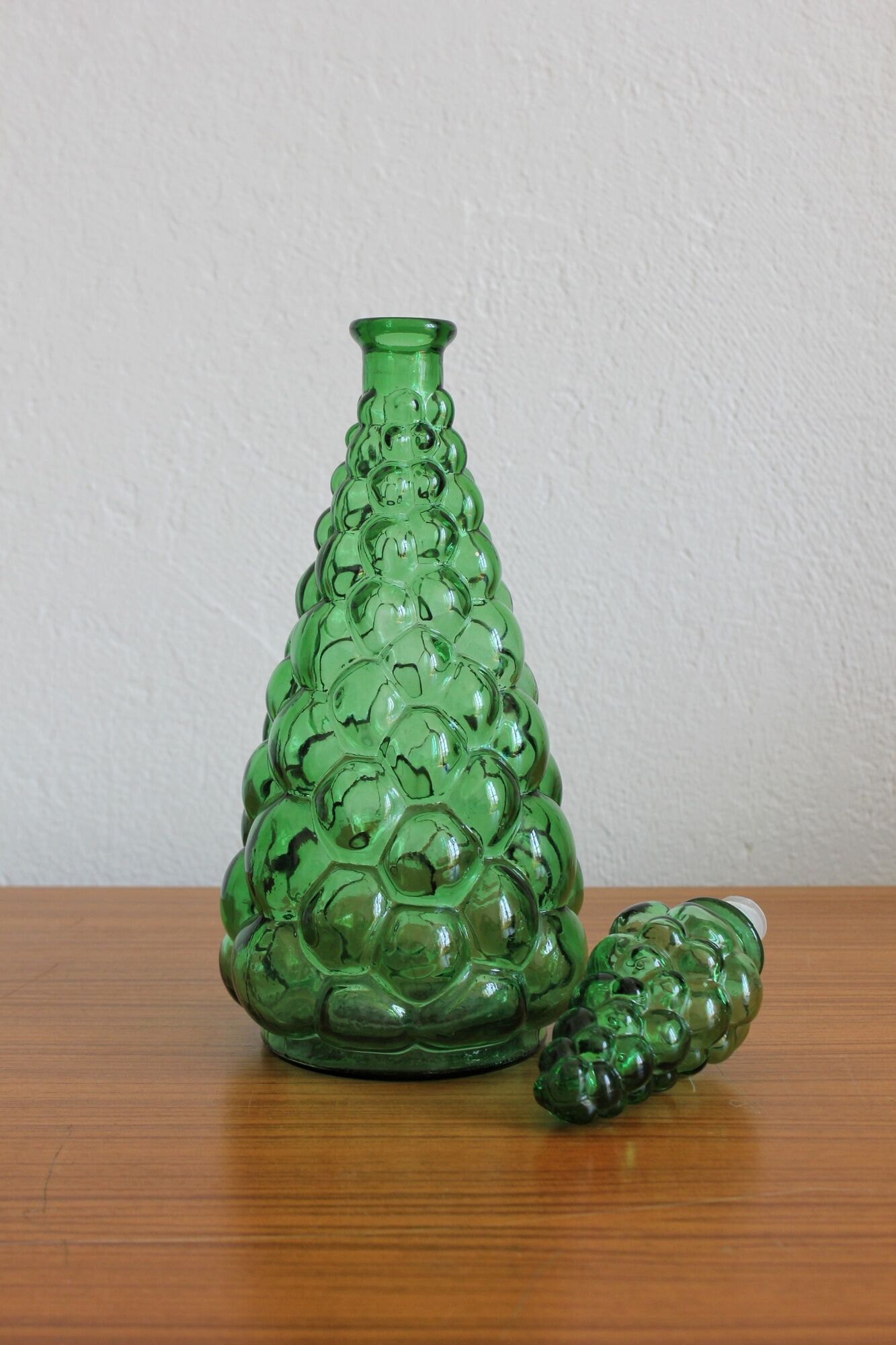 Carafe Italian bottle in vintage green empoli glass