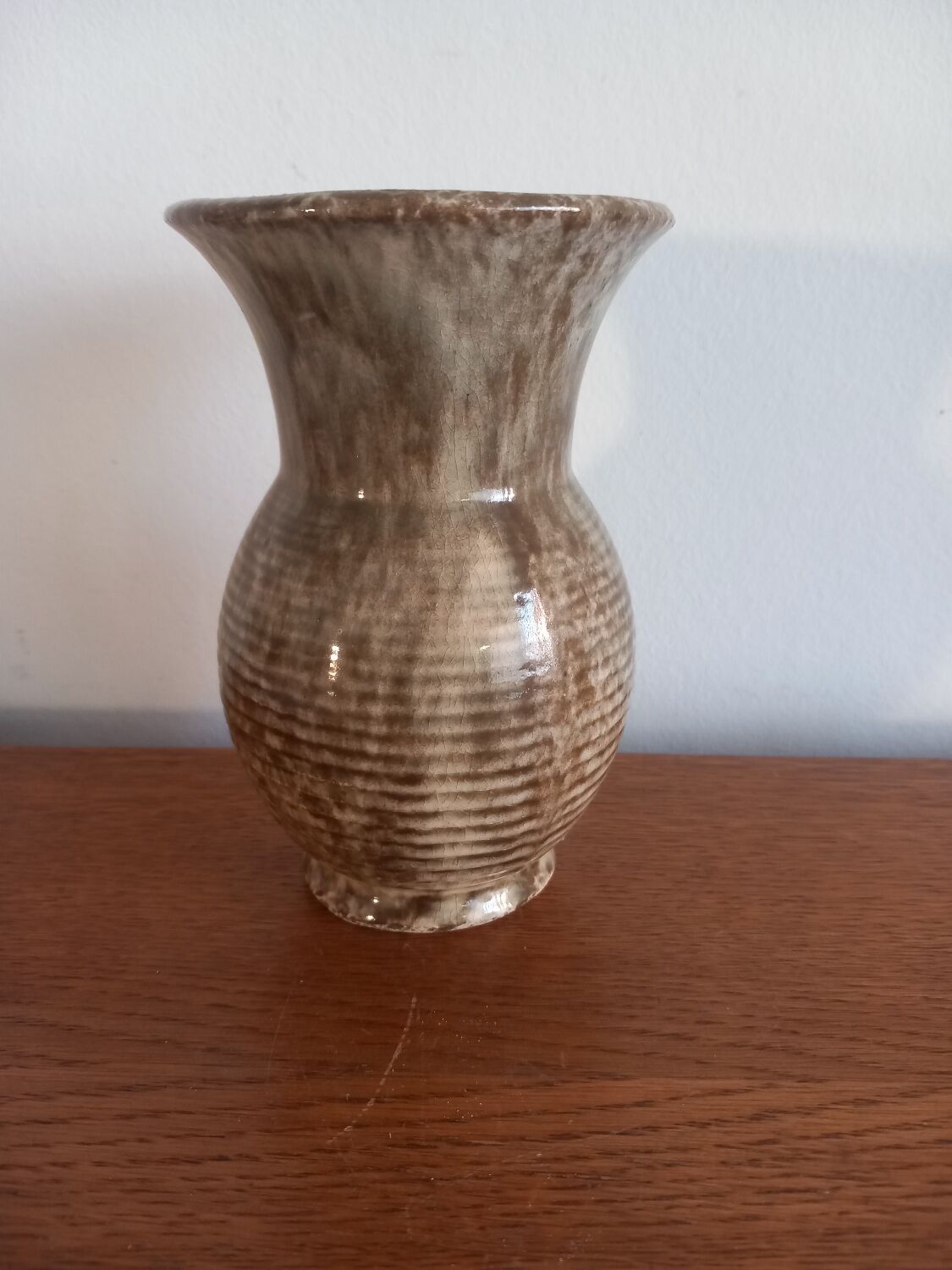 Vintage Artisanal Vase in Speckled Ceramic – Handmade (H 14cm)