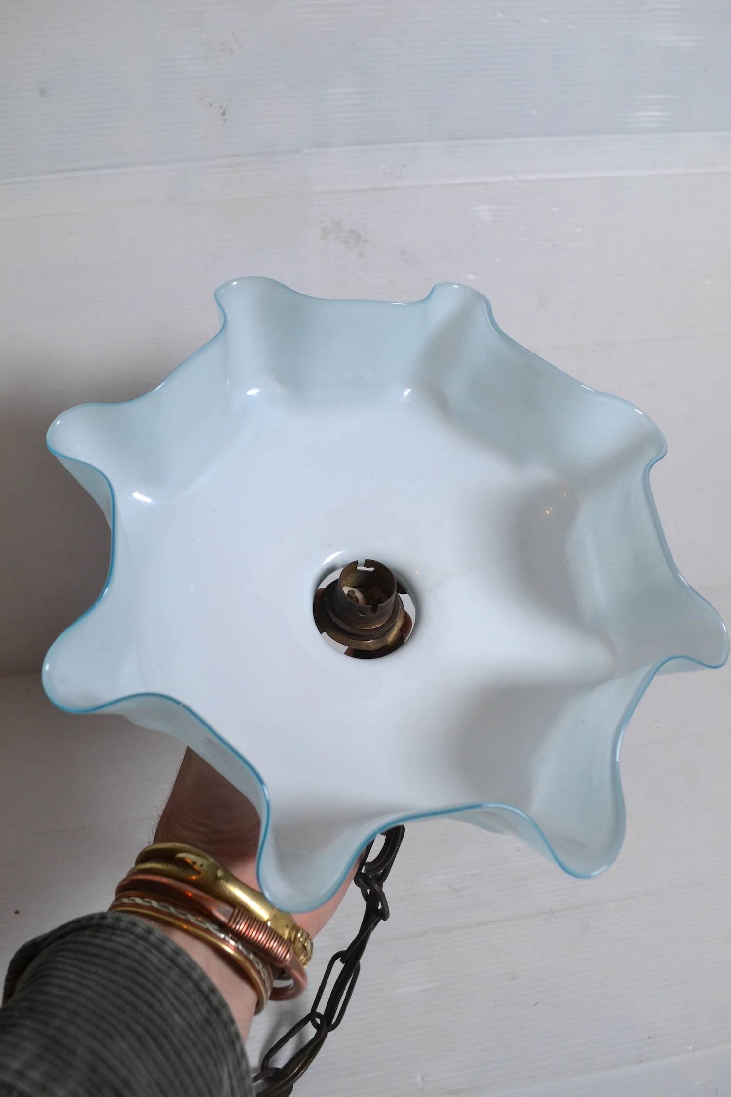 Draped opaline lampshade