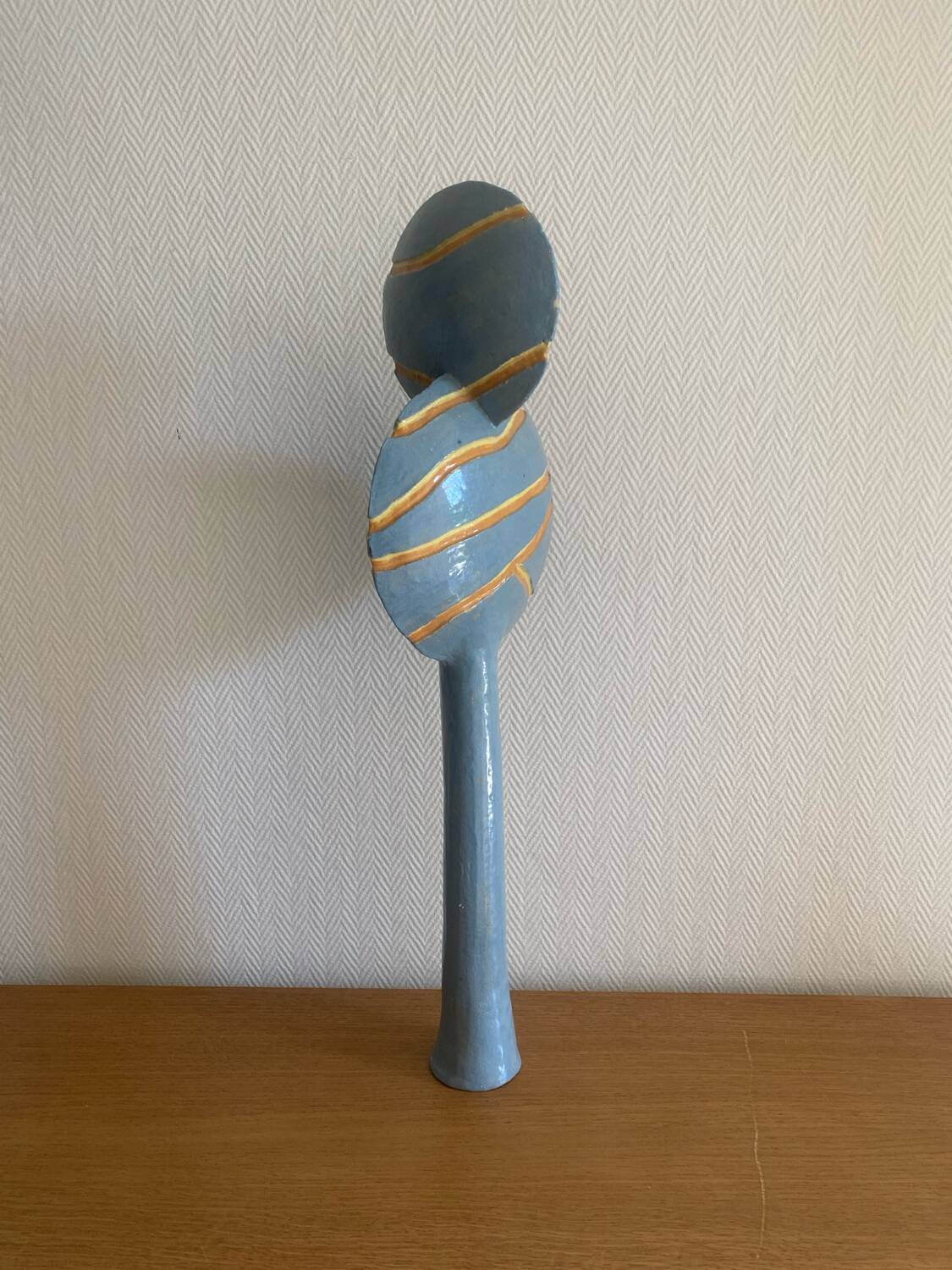 Contemporary sculpture in enamelled terracotta