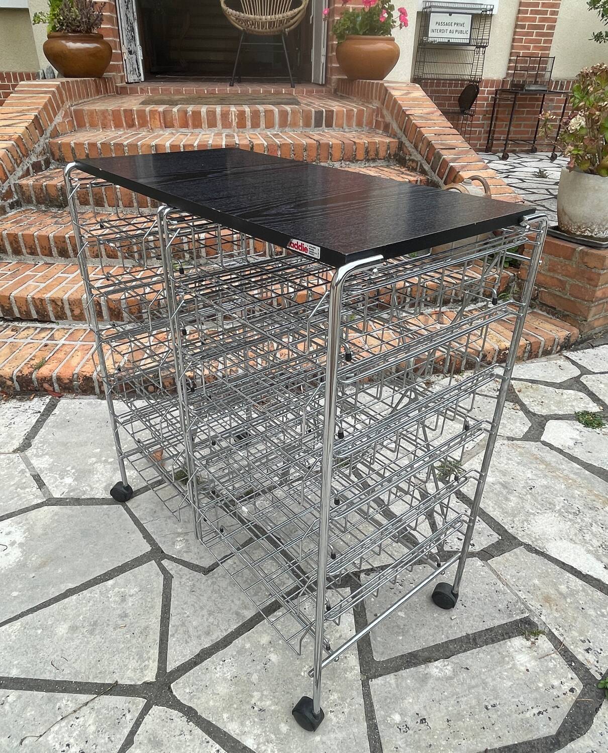 Vintage rolling cart dessert trolley