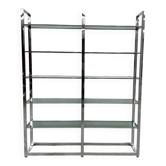Chrome bookshelf with smoked glass — Italy, 1970s