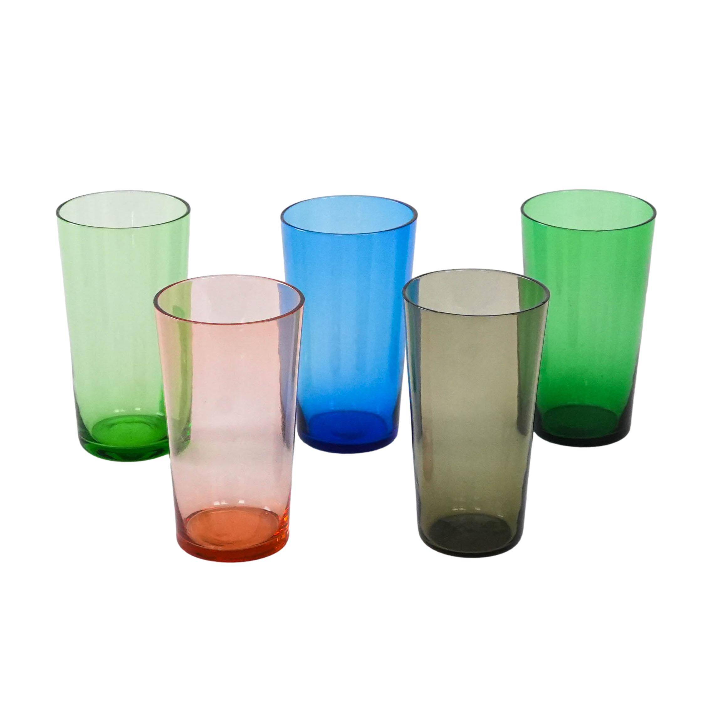 Set of coloured glasses, Finnish design, 1950s, designer: Tapio Wirkkala