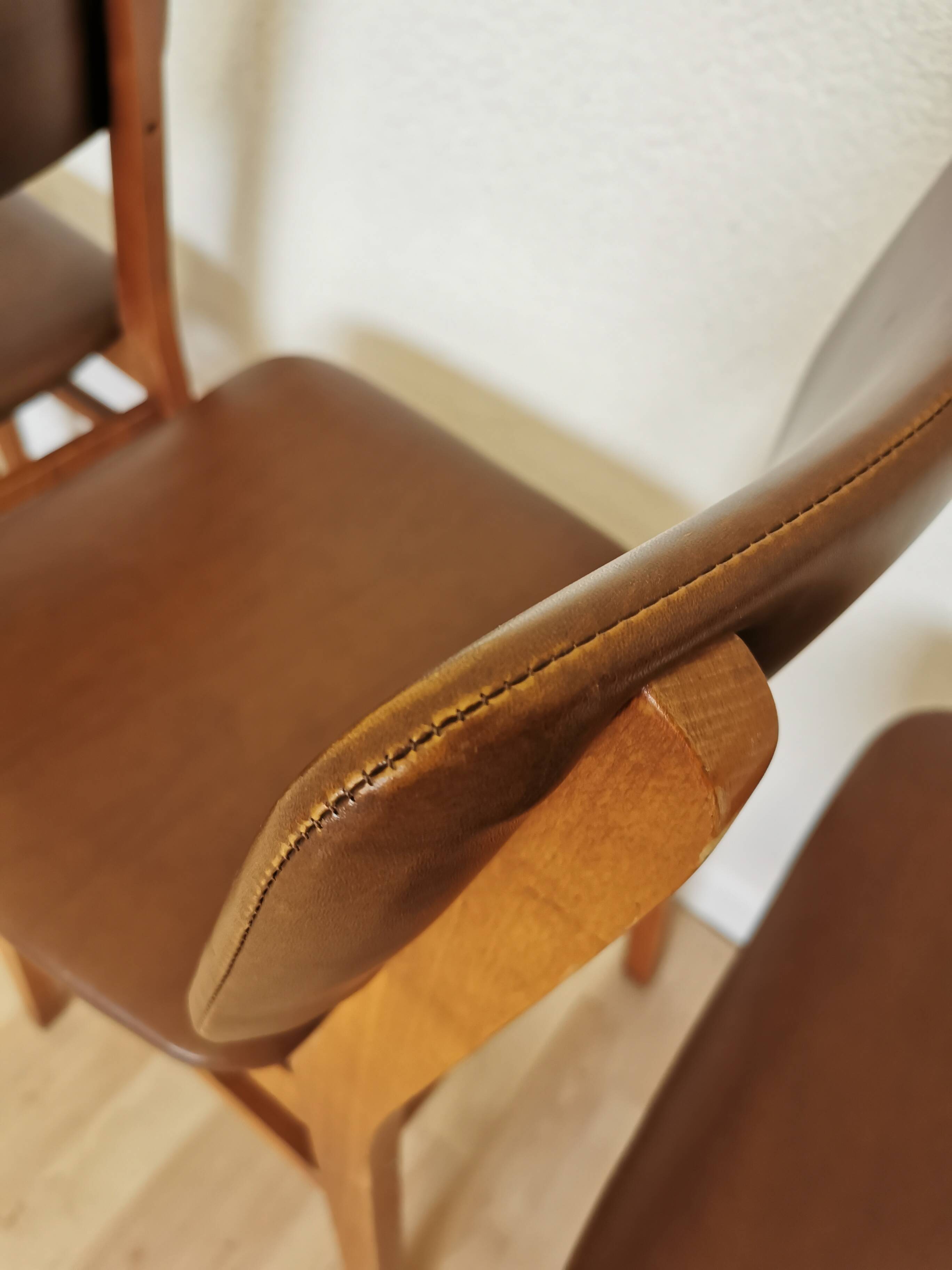 Vintage STOL Kamnik Dining Chairs (Set of 4): Mid-Century Leather Seat