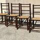 4 wooden and rope bobbin leg chairs attributed to Charles Dudouyt 1940