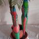 Hand-painted wooden sculpture parrot Vintage exotic macaw