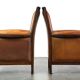 Vintage Art Deco Sheepskin High Back Armchair Set with Wood Finish