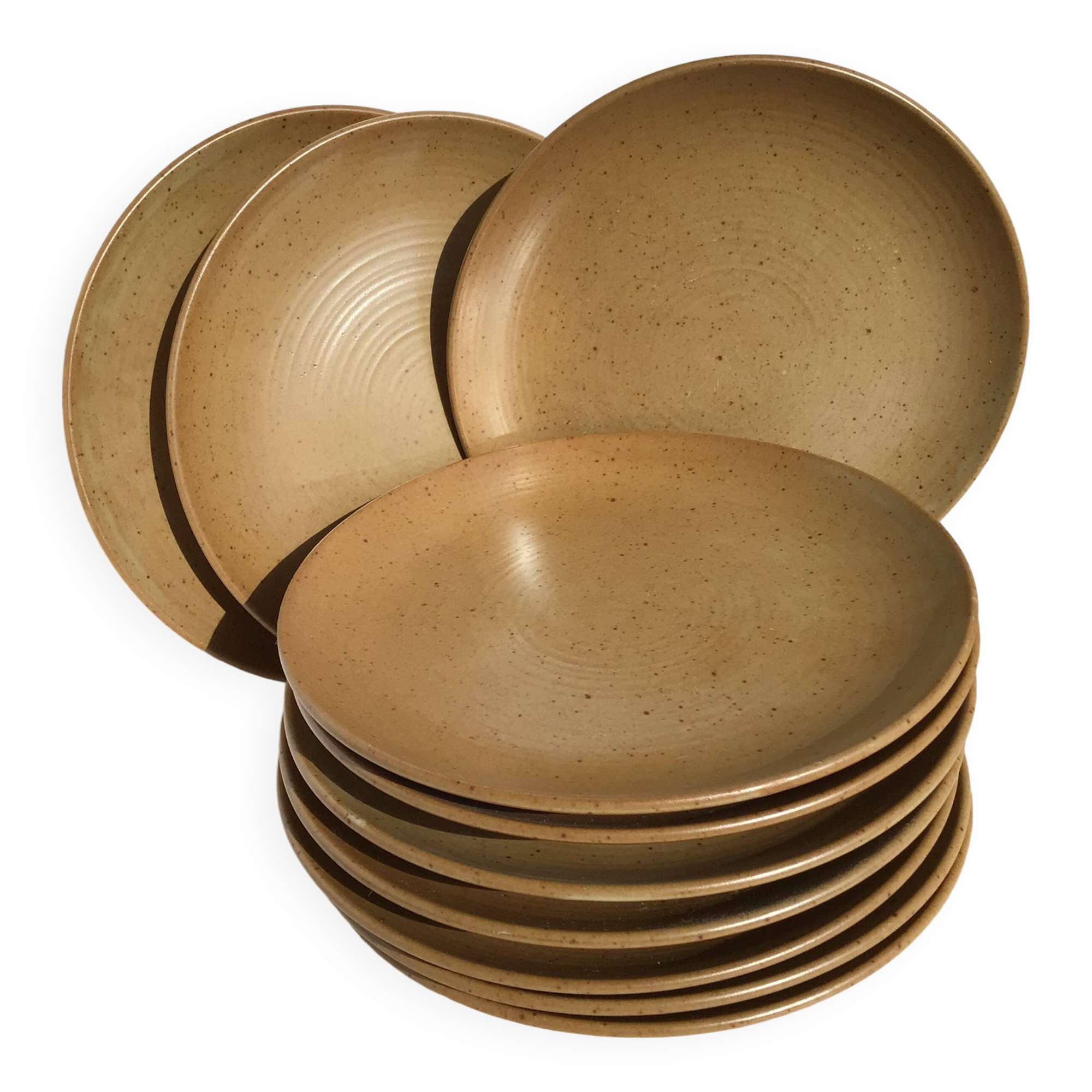 10 Village speckled blond stoneware dessert plates