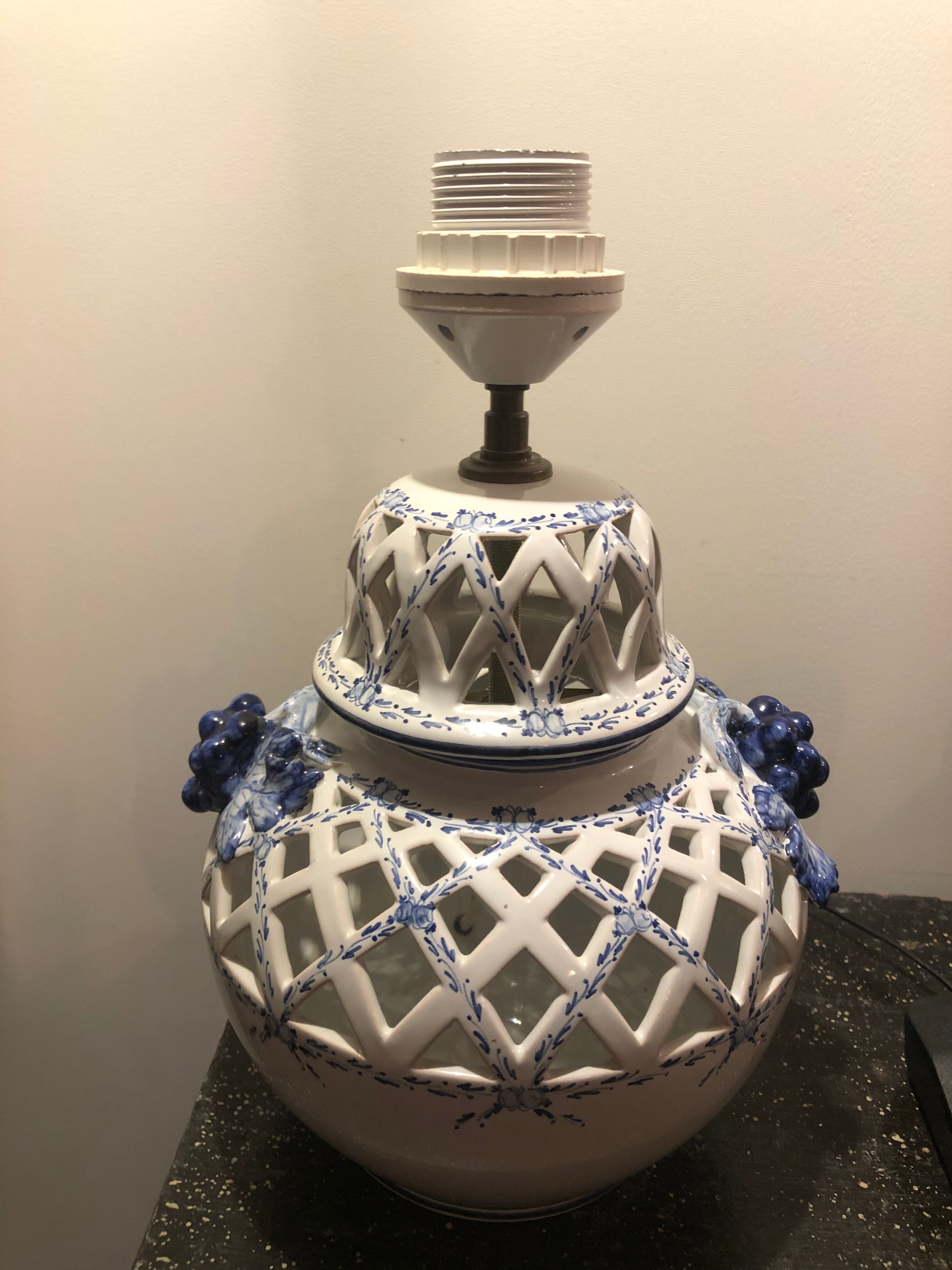 Openwork lamp foot Faïencerie d'Art de Malicorne