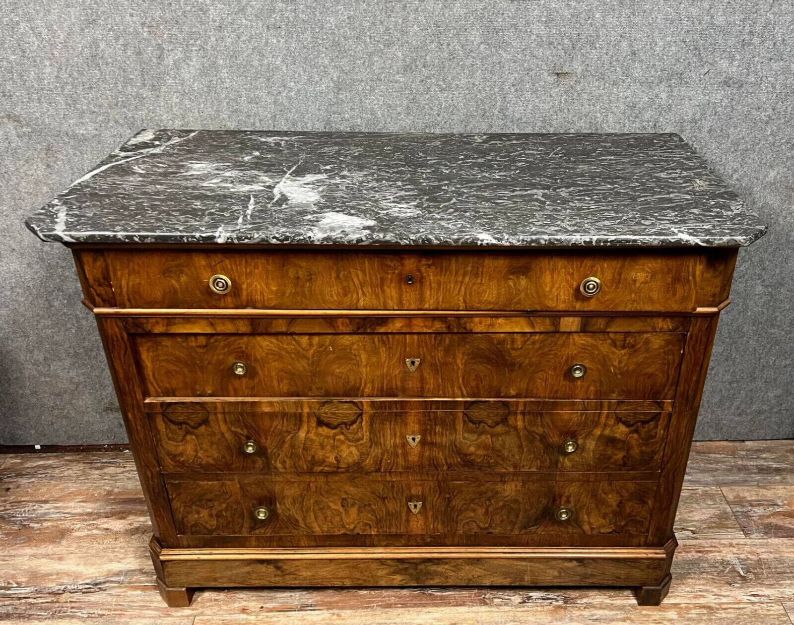 Louis Philippe period chest of drawers in burr walnut circa 1830