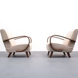 1930 Jindrich Halabala Bentwood Armchair in Beige Buckle