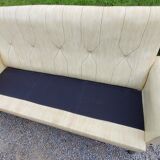 Armchairs and sofa of the 60s/70s in moleskine and chrome base on springs