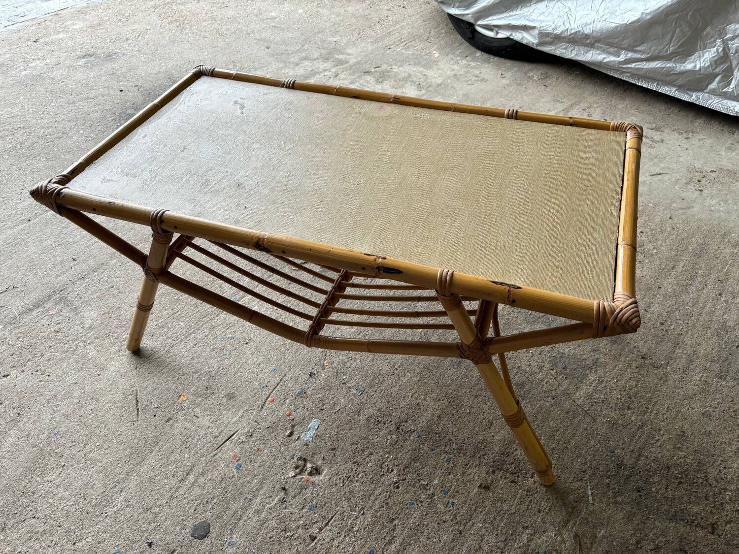 Vintage rattan table