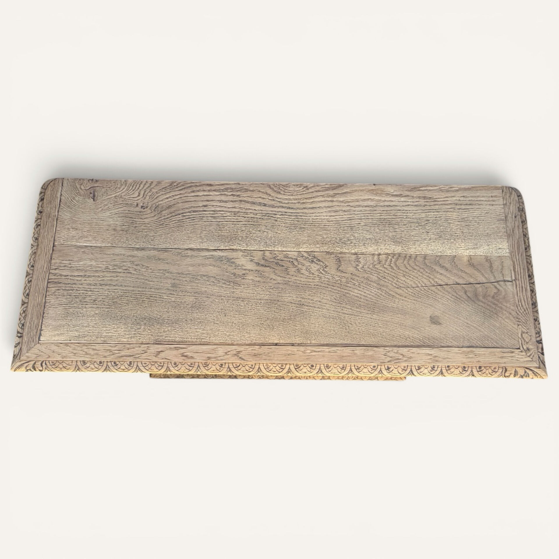 Console chêne brut massif décor végétal sculpté fin XIXe