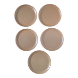 Set of 6 flat beige stoneware plates