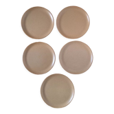 Set of 6 flat beige stoneware plates