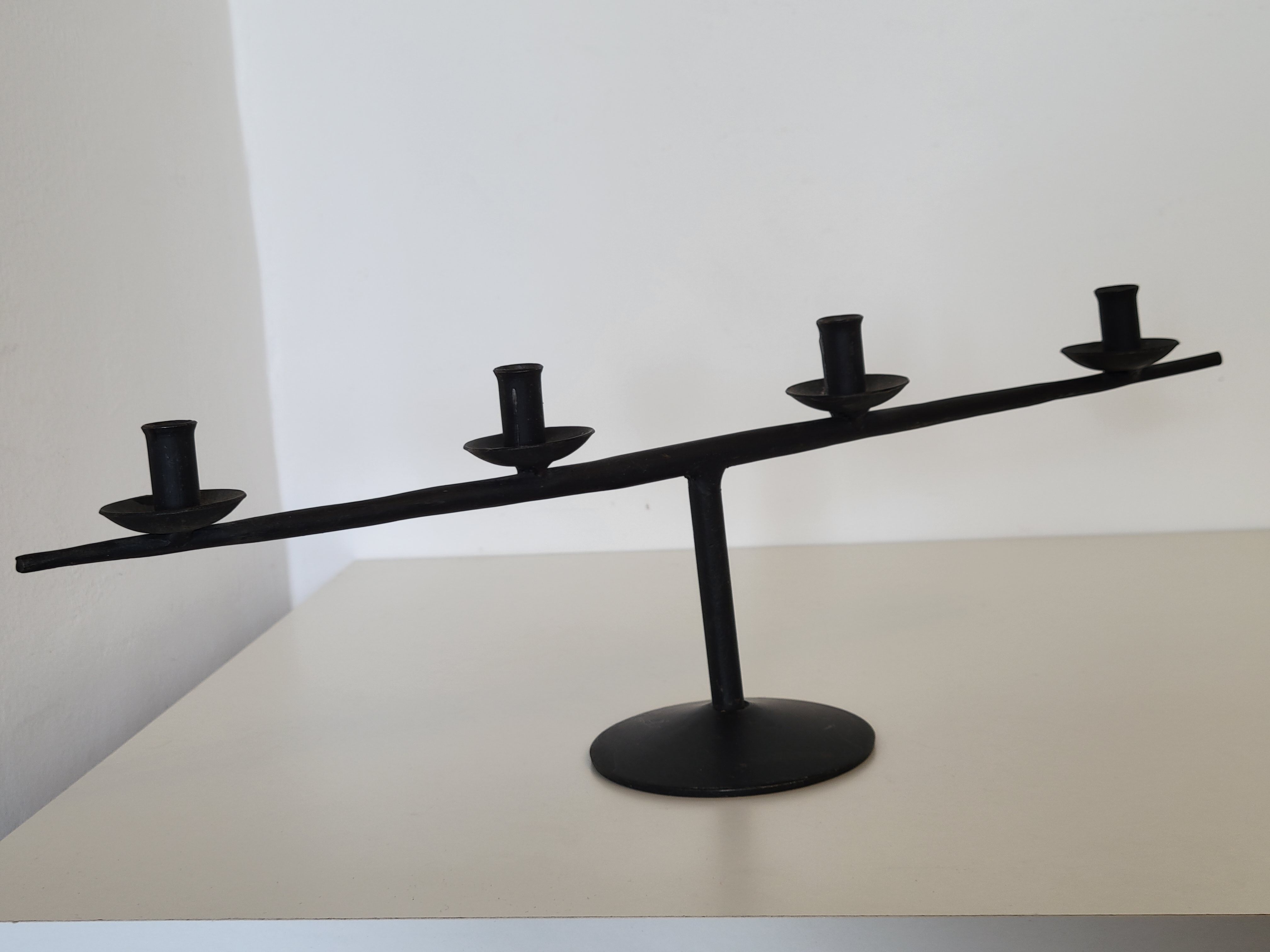 Brutalist candlestick candlestick with 4 metal branches