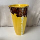 Vase ancien vintage céramique jaune