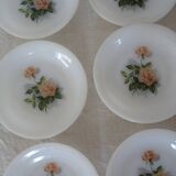6 plates roses from France flowers hollow Arcopal