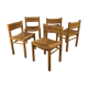 Set of 5 chairs in wood and straw, 60s