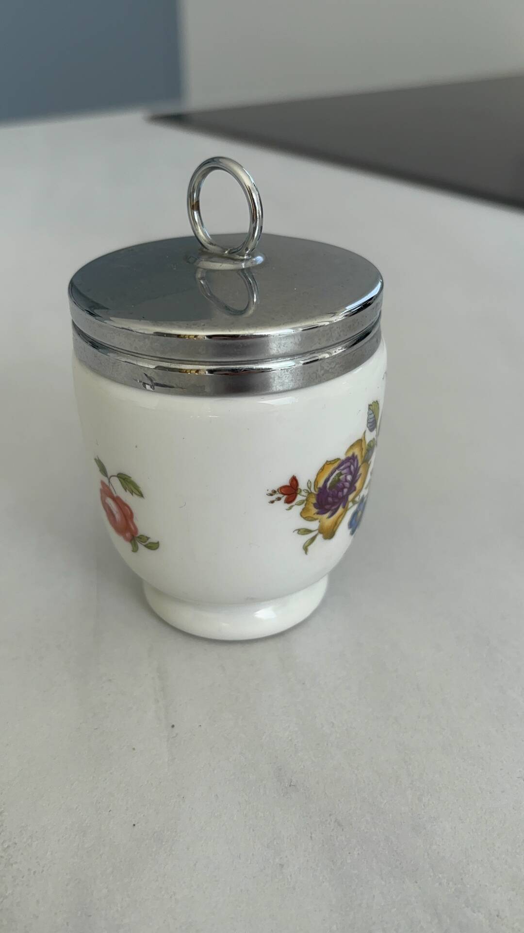 Egg Coddler Royal Worcester flower rose – Porcelain egg cup