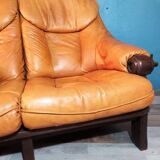 Canapé cuir 2 places 1970s