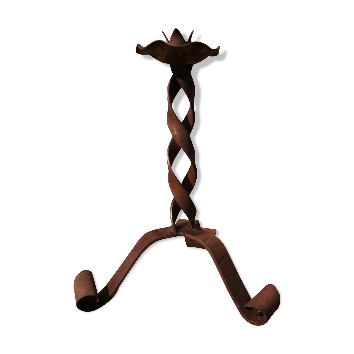 Brutalist wrought iron candle holder