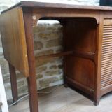 Wooden curtain desk with folding shelf