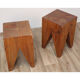 Pair of brutalist stools in solid fir