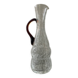 Pichet vintage en verre craquelé et ambré
