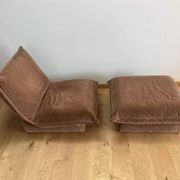 Vintage armchair and ottoman, brown velvet, Switzerland 1960