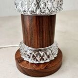 Vintage table lamp rosewood crystal glass 1960s Fagerlund
