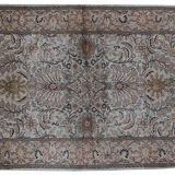 Vintage silk carpet Indian indo tabriz done hand 100x162cm 1950 s