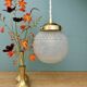 Vintage art deco frosted glass globe pendant light