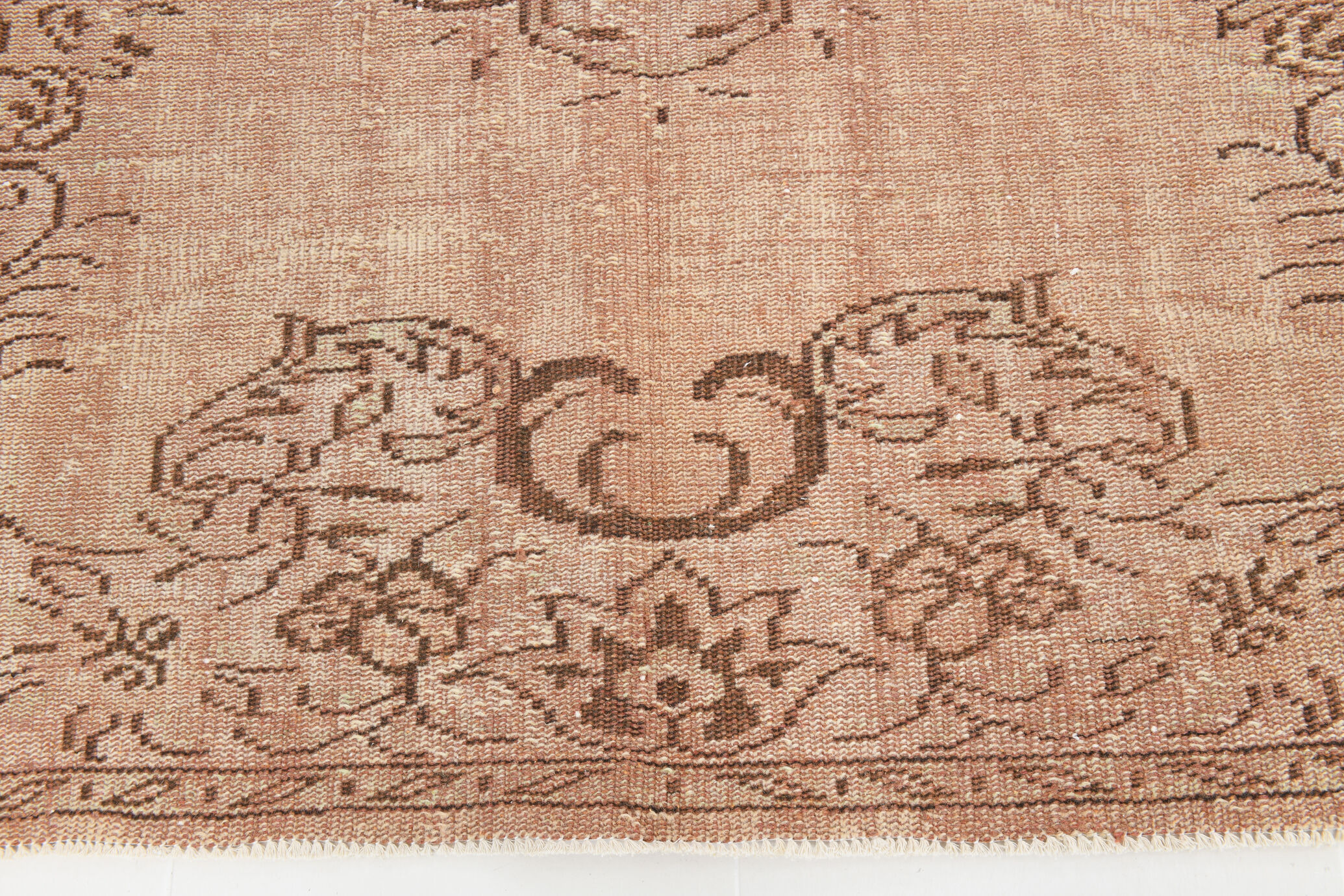 5x9 hand knotted brown vintage tapis rug, 276x160cm