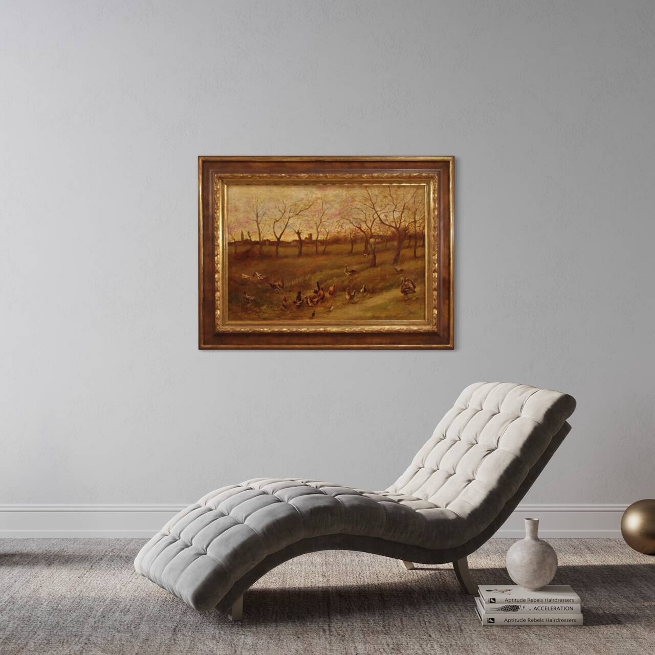 Paysage bucolique peinture italienne du 20e siècle
