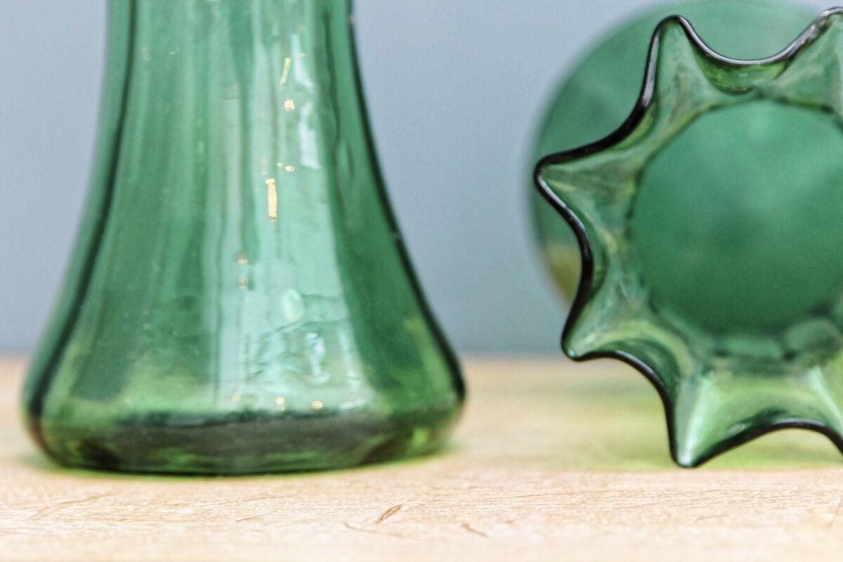Pair of vases with collars, blown glass