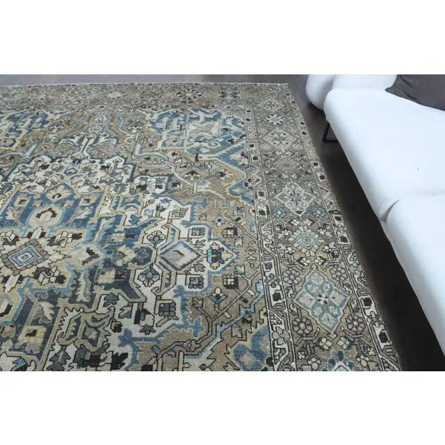 1970s Vintage Persian Handmade Wool Cotton Light Brown Area Rug 295x380