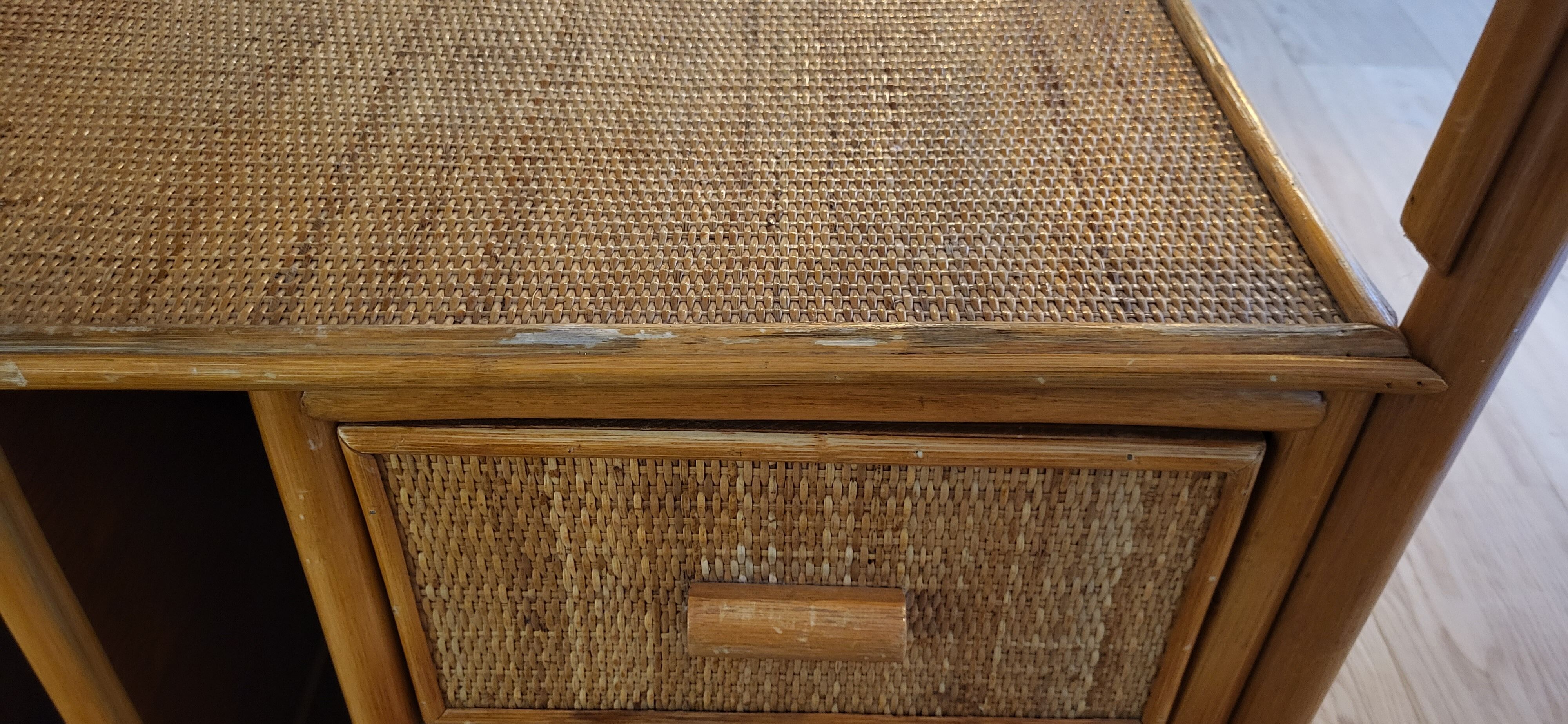 Rattan vinyl storage cabinet