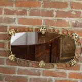 Miroir ovale années 50 en laiton - 38x69cm