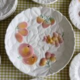 9 dessert plates and 1 barbotine dish from Sarreguemines