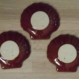 Set of 3 French Vintage Emile Henry Brown Coquille St Jaques Serving Dishes 4680