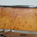 Set of 4 vintage leather and chrome metal chairs, 1970