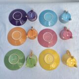 6 cups and 6 porcelain saucers by Genevieve Lethu size: diameter -6cm-