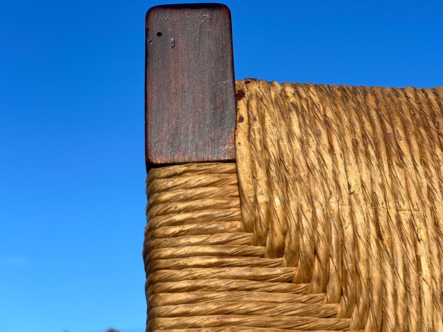 Set of 6 oak and straw chairs 1960