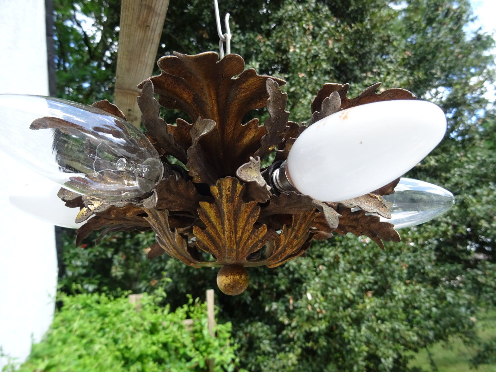 Gold metal leaf ceiling 6 bulbs