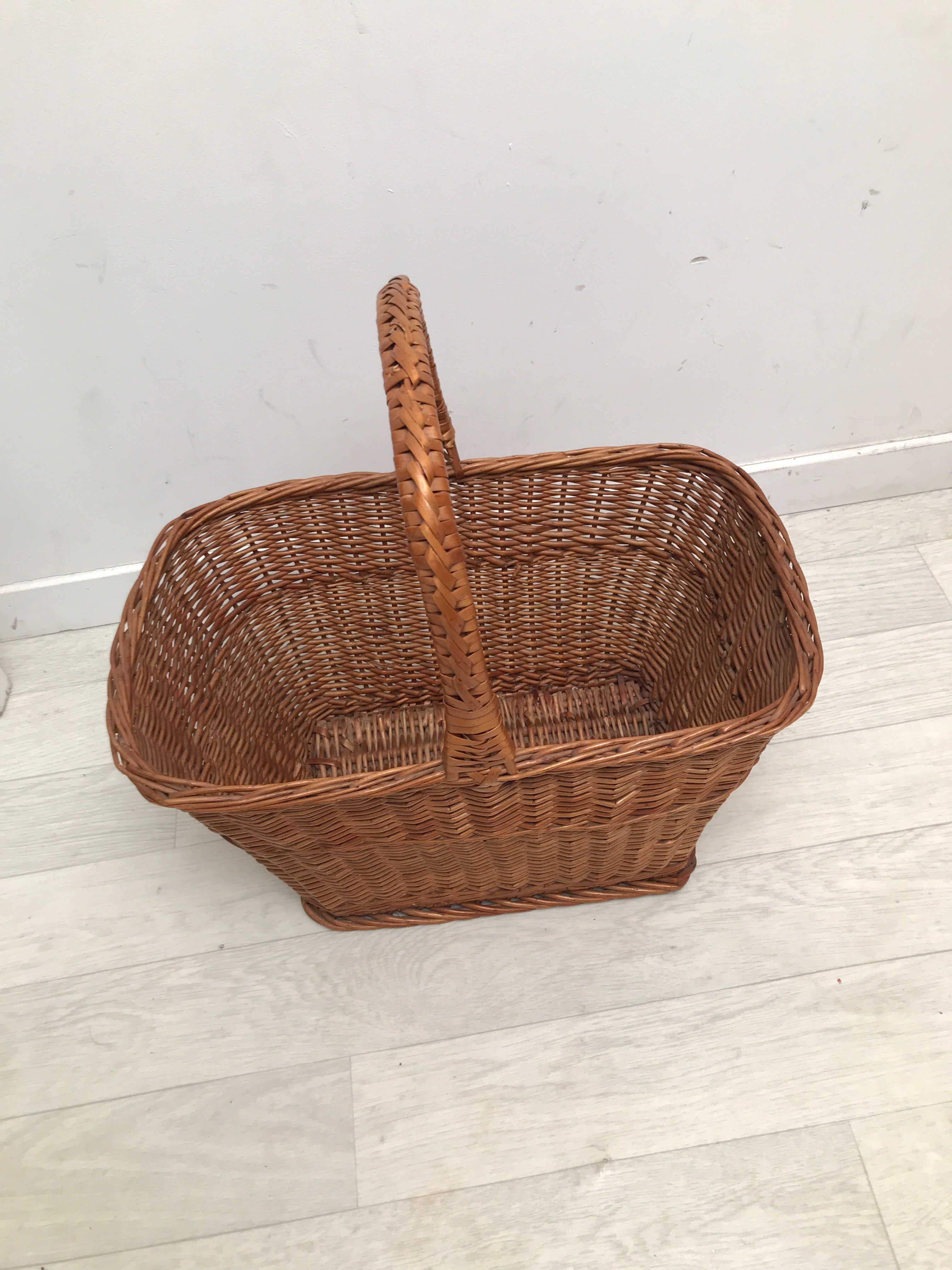 Vintage rattan wicker market basket